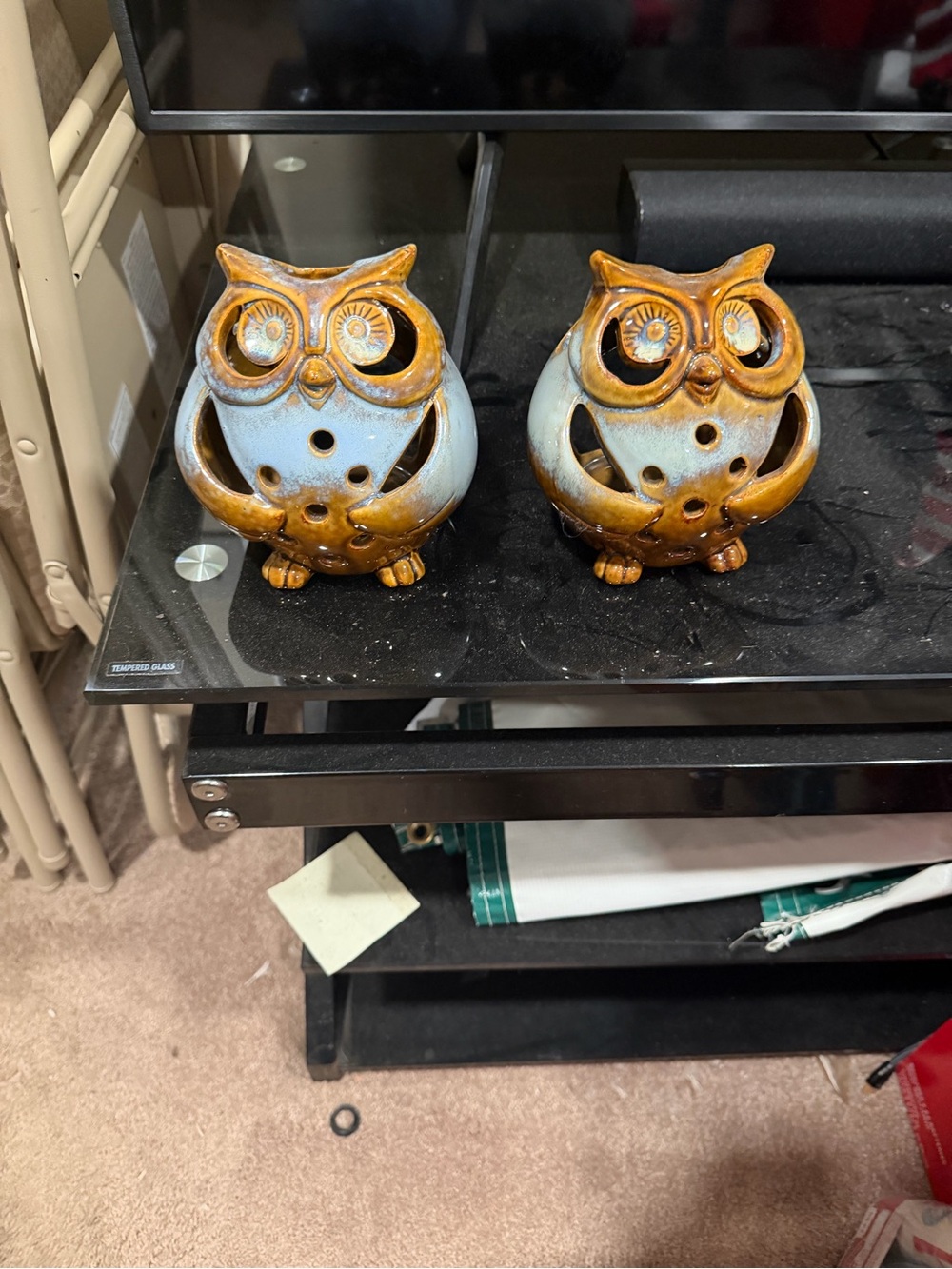 Pier 1 Import Table Top Home Decor Owl Statute Set of 2